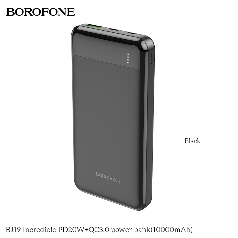 Pin sạc dự phòng 10000mAh BOROPHONE BJ19 sạc nhanh PD20W (cổng Type-C), có đèn báo LED, 1 cổng ra USB - Chính hãng