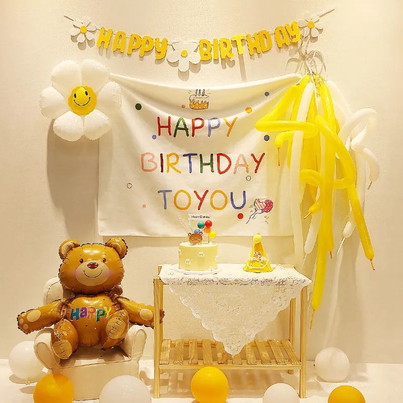 Dây Cờ Treo Tường Trang Trí Tiệc Sinh Nhật Họa Tiết Hoa Cúc Nhỏ Xinh