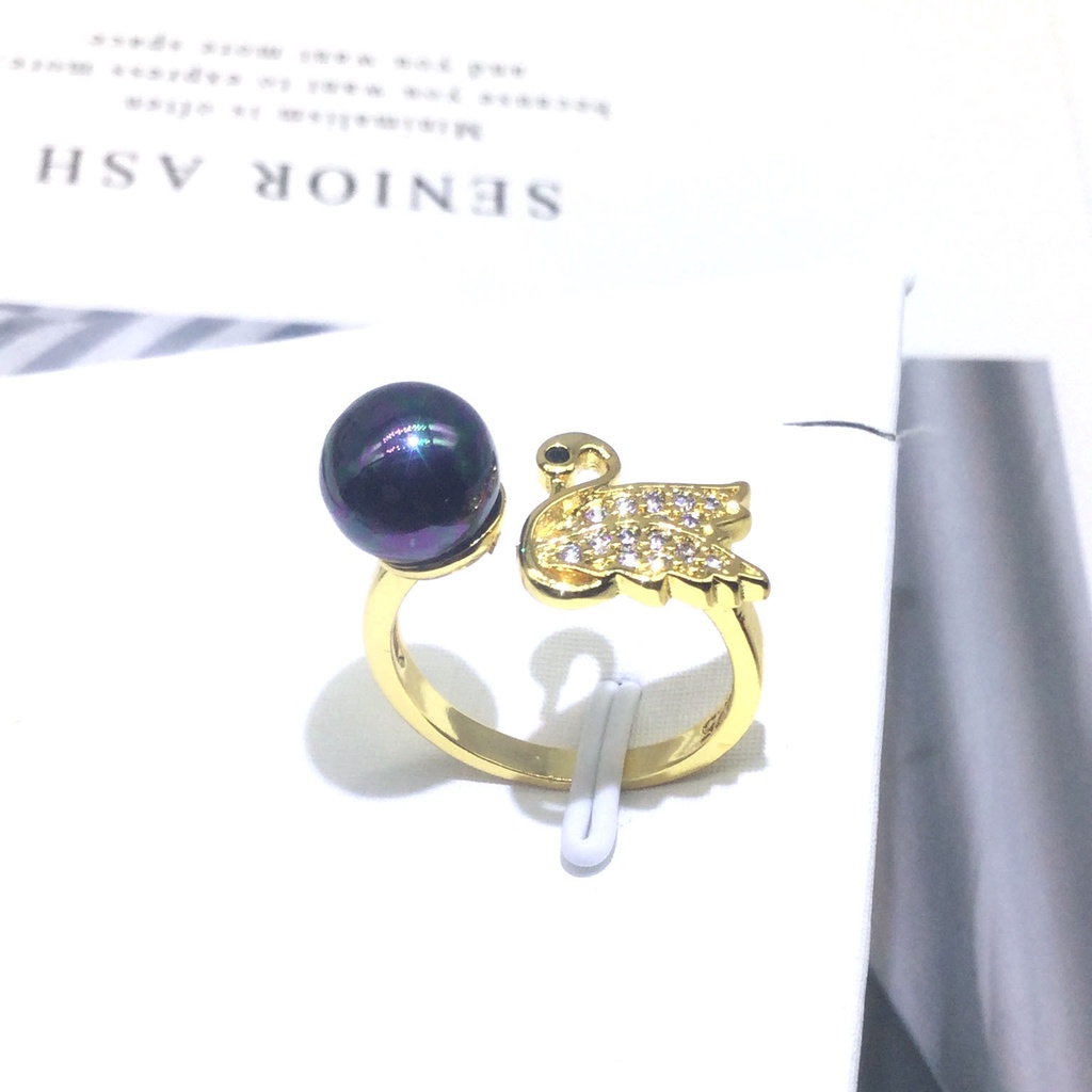 [N8B2] Phụ kiện trang sức (DIY) - Khay nhẫn bạc trống vân trơn kiểu Thiên nga nạm đá làm nhẫn đính ngọc