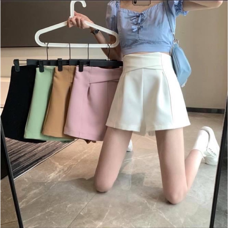 Quần tây ngắn lưng cao kiểu nữ ống loe trơn thời trang cao cấp - Order taobao quảng châu