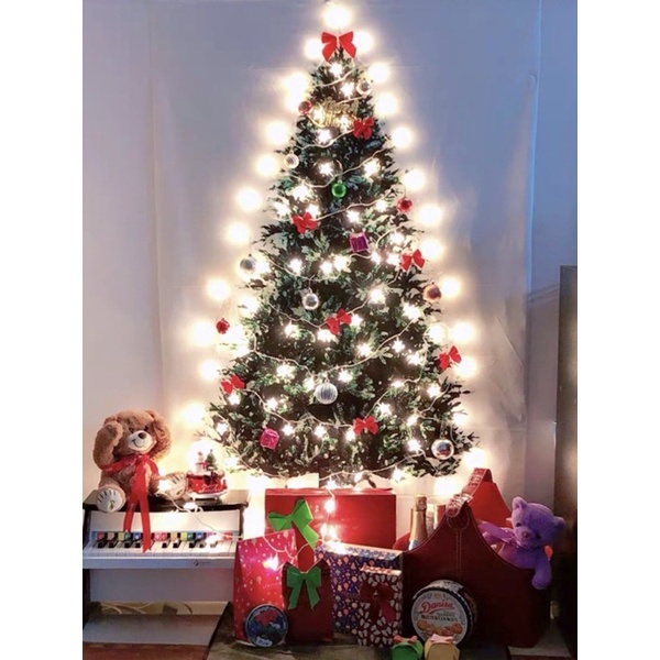 Tranh vải cây thông Noel tặng kèm đèn dây fairy