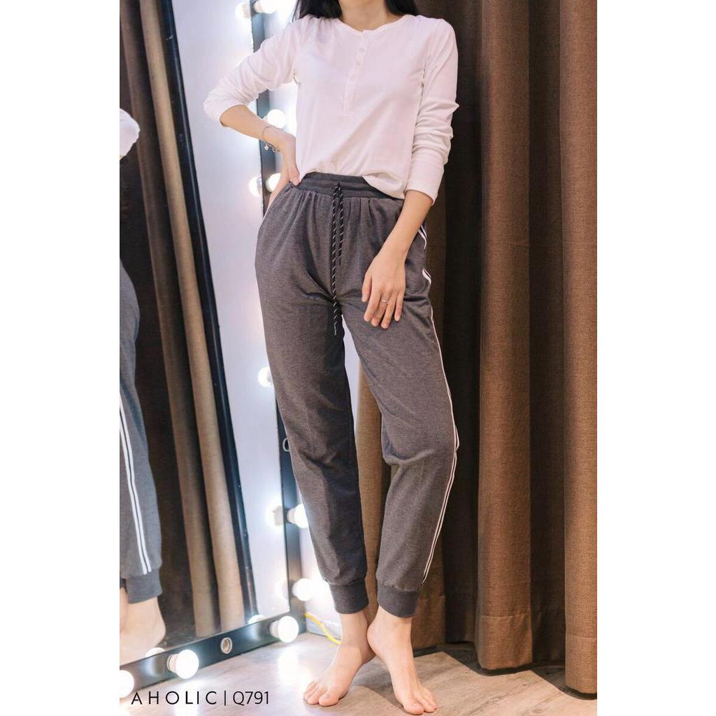 QUẦN NỈ JOGGER PHỐI KẺ SỌC TRẺ TRUNG MẶC 4 MÙA AHOLIC Q791