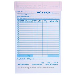 Hóa đơn bán lẻ 2 liên 40 bộ