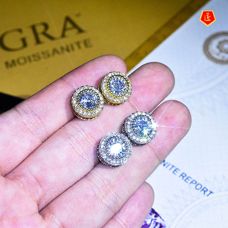 (Hàng Có Sẵn) Bông Tai Tròn 2 Karat Moissanite