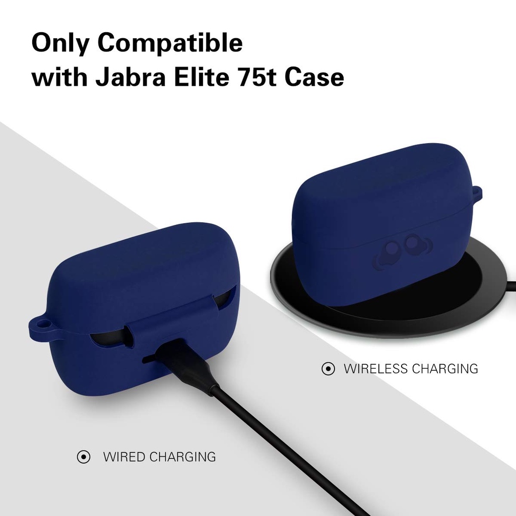 Vỏ Bảo Vệ Hộp Sạc Tai Nghe Jabra Elite Active 75t Chất Liệu Silicon Mềm Có Móc Khóa