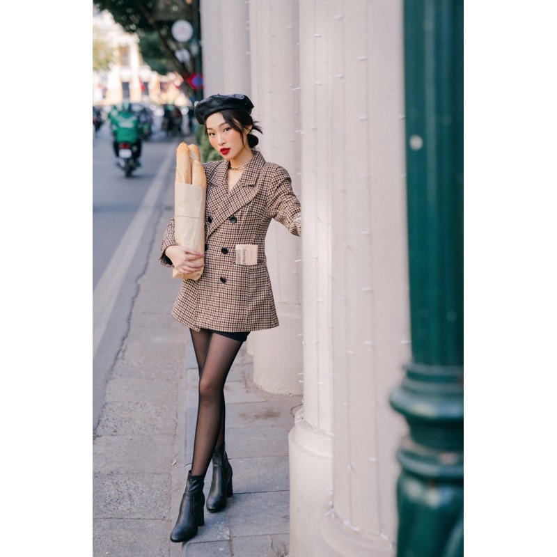 Áo khoác chiết eo dáng xòe hoạt tiết kẻ ô Wannabe - DEVONS STUDIO | BigBuy360 - bigbuy360.vn