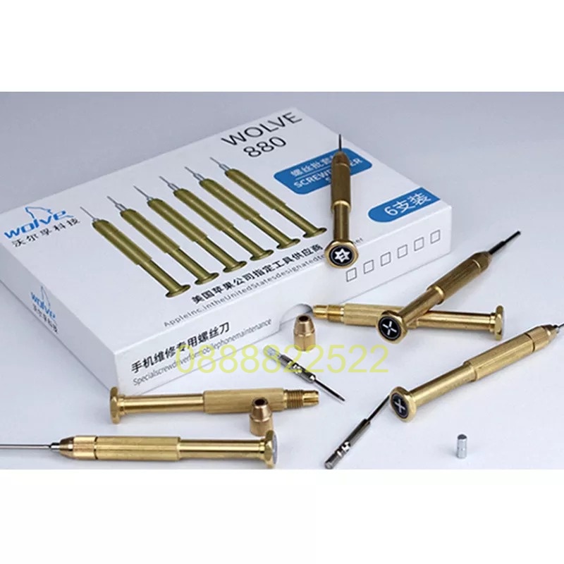Bộ tô vít đồng Wolve 6 cây (3,4,5,6-T1,6-T2 và 2 tầng) VÀNG