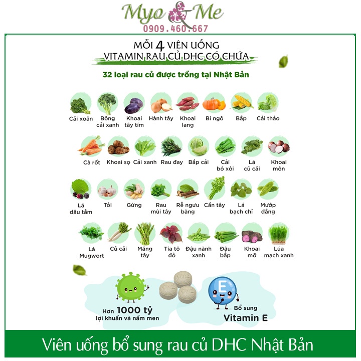 Viên uống DHC Rau củ quả Perfect Vegetable Premium túi 15/30/90 ngày