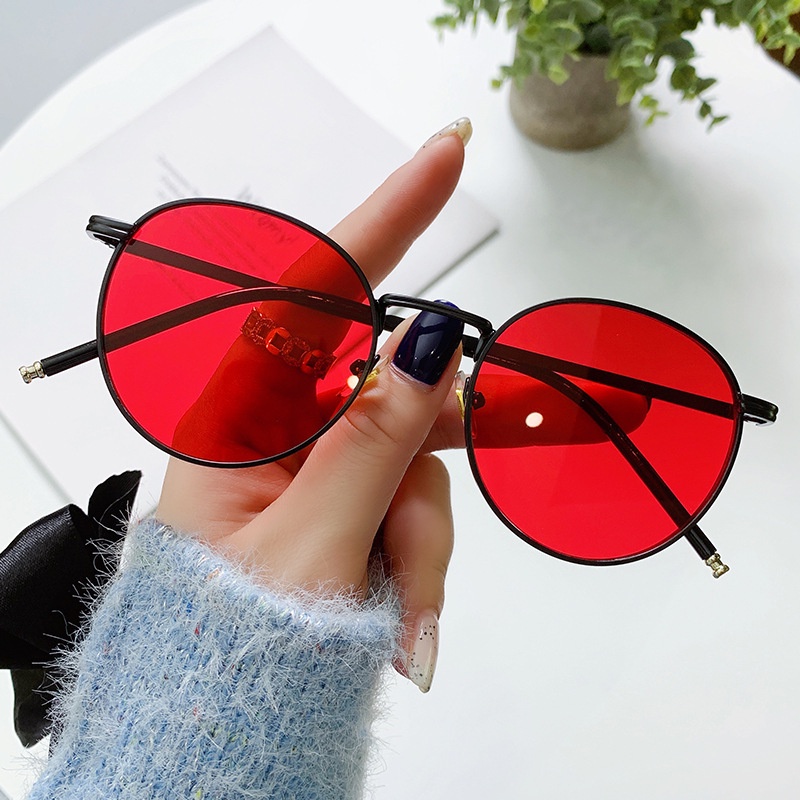 Kính Mát Gọng Oval Kim Loại Phong Cách Âu Mỹ Mới