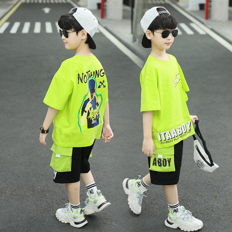 Bộ Áo Thun Tay Ngắn Phong Cách Hip-Hop Thời Trang Mùa Hè Mới 2022 Cho Bé Gái