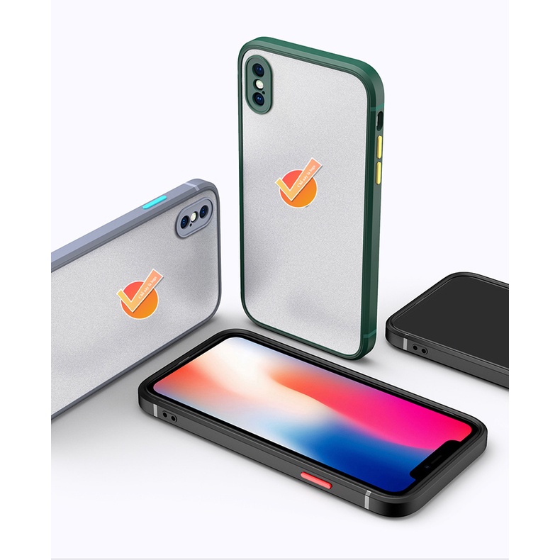 Ốp Lưng Iphone 7 Plus/ 8 Plus/Xs Max/XR/11 pro/11 Pro Max/12 promax/12 Mini Cạnh Vuông Lưng Nhám Viền Màu Chống Vân Tay