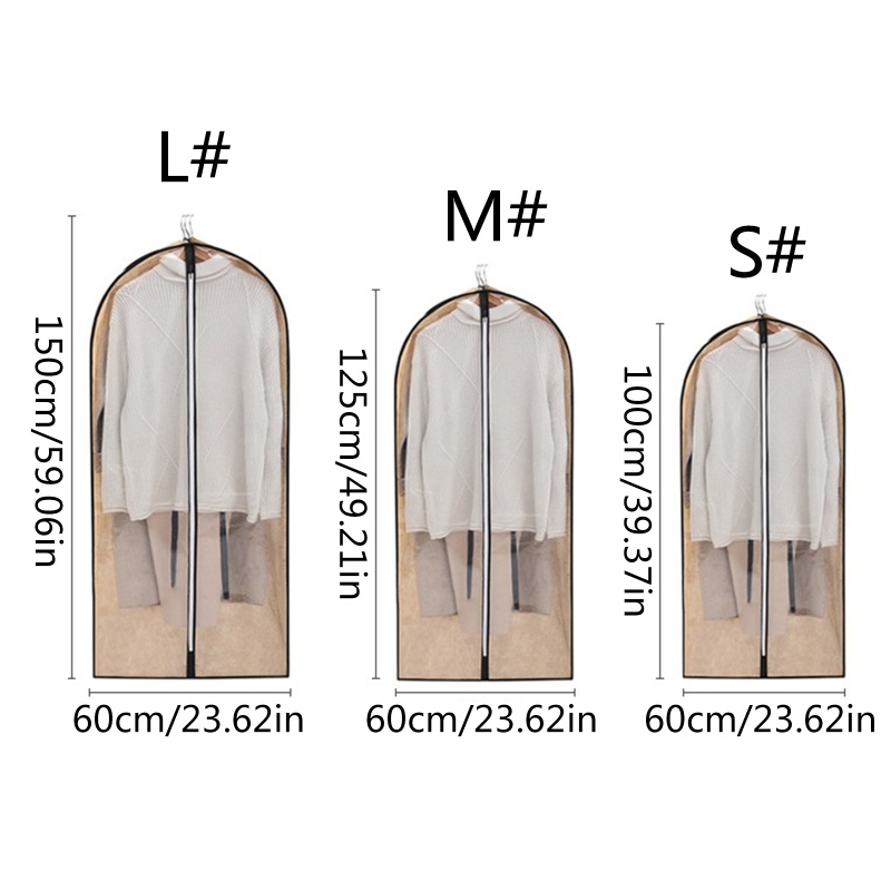 Túi Đựng Quần Áo Chống Bụi Có Khóa Kéo Màu Trong Suốt Tiện Dụng