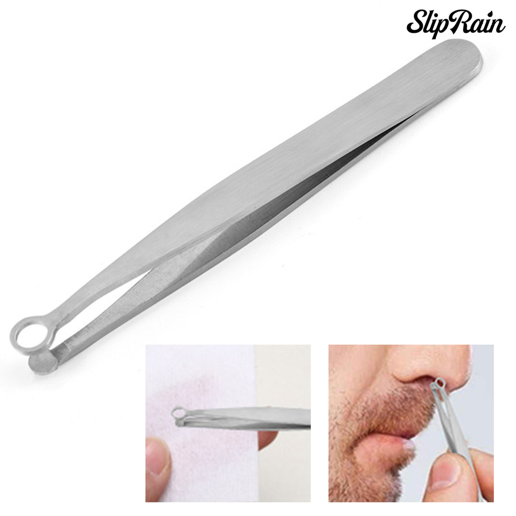 Sliprain ♥Nose Hair Tweezers 360 Degree Round Head Anti-Corrosion Solid Nose Hair Removal Tip