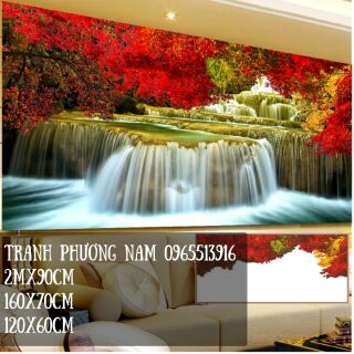 Tranh đính đá phong cảnh lưu thủy sinh tài 160x70cm giá tốt