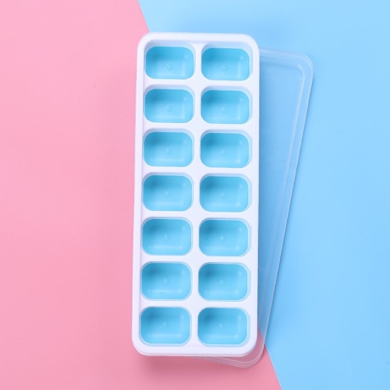 Khay đá silicon có nắp đậy 14 viên ,khay đựng đá tủ lạnh làm đá thạch kem bảo quản chống mùi tuyệt đối