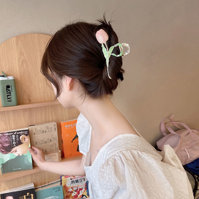 Kẹp Tóc Hoa Tulip Hàn Quốc Ngọt Ngào Lưng Cho Nữ