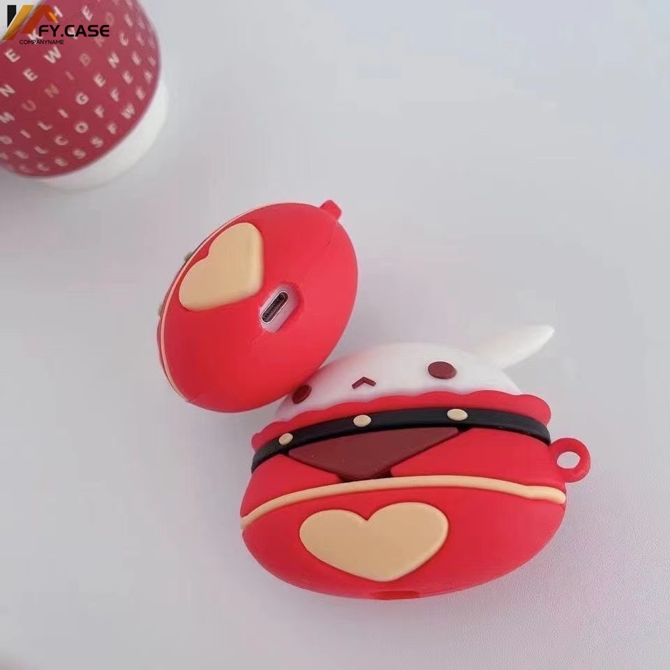 Vỏ Bảo Vệ Hộp Sạc Tai Nghe Airpod 1 2 3 Pro Bằng Silicone Hình Thỏ 3D Có Móc Ốp