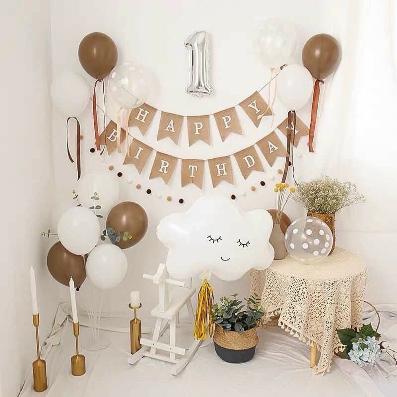 Dây chữ Happy birthday vải bố phong cách Hàn Quốc - BiBo baby