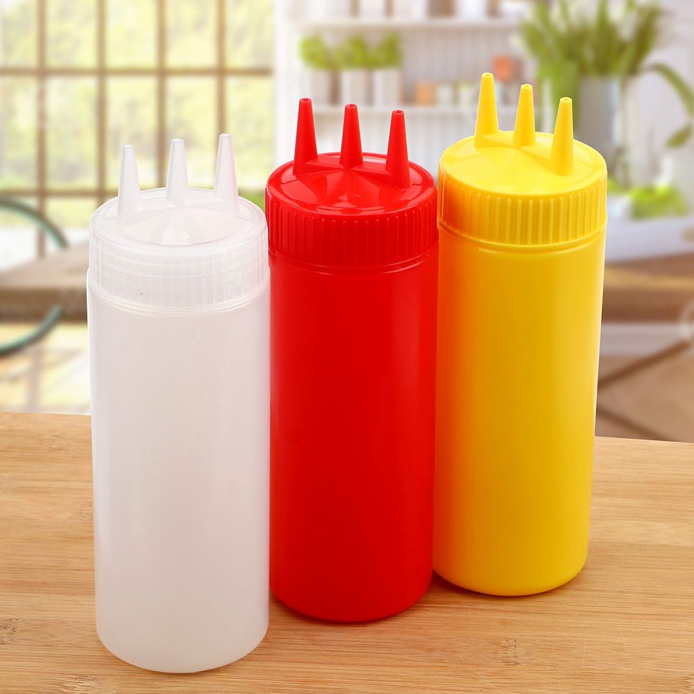 Bình đựng nước sốt / gia vị / tương ớt kiểu bóp với 3 lỗ siêu bền tiện lợi cho nhà bếp