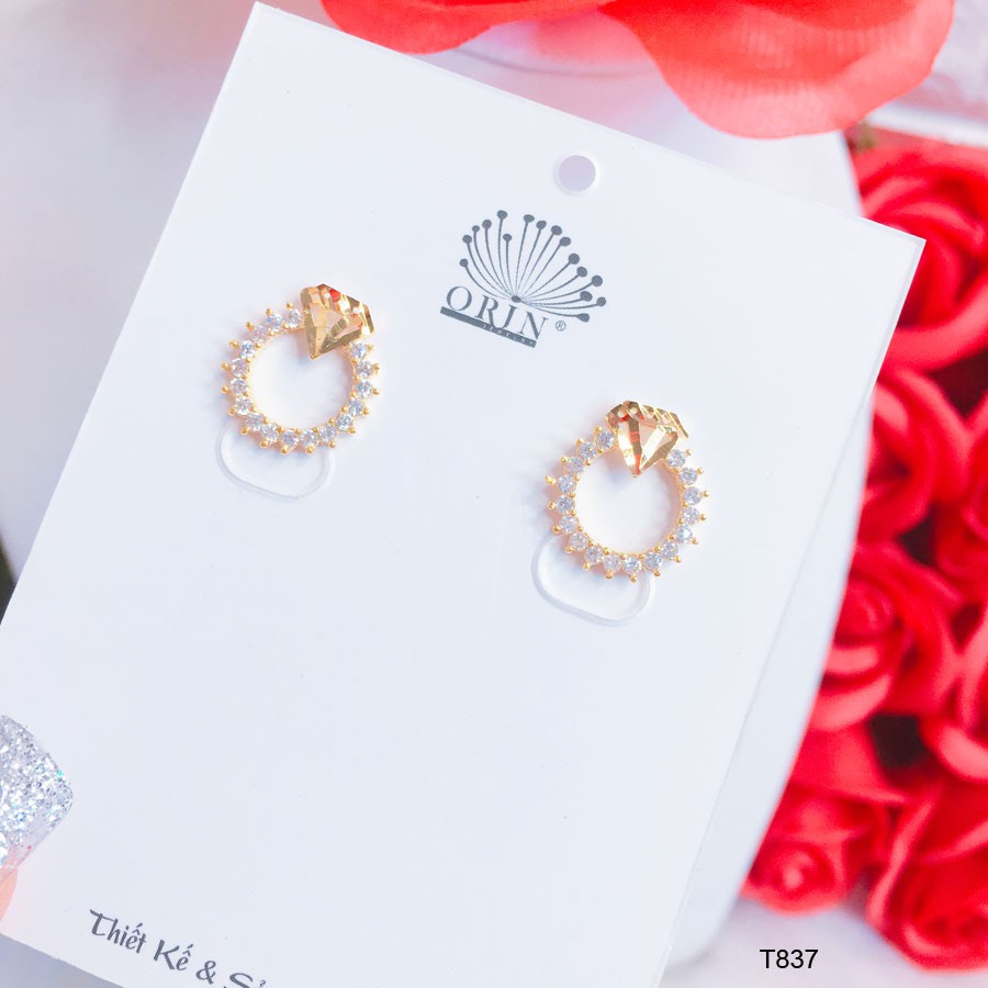 Bông tai nữ vành tròn đính đá thiết kế cao cấp Orin T837