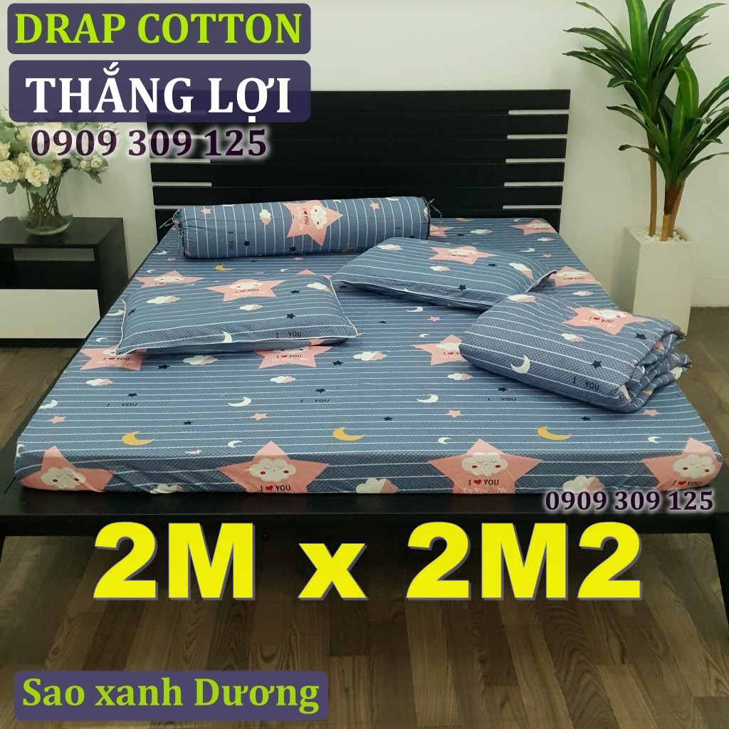 bộ ga 2mx2m2 cotton Thắng Lợi, ga giường (4 món) Chuẩn LOGO