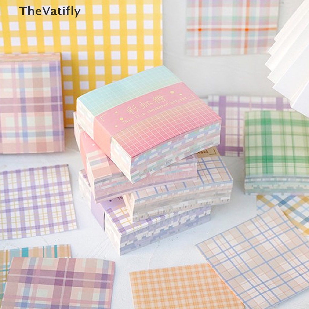 Bộ 200 Giấy Ghi Chú Họa Tiết Kẻ Ô Nhiều Màu Sắc Dễ Thương