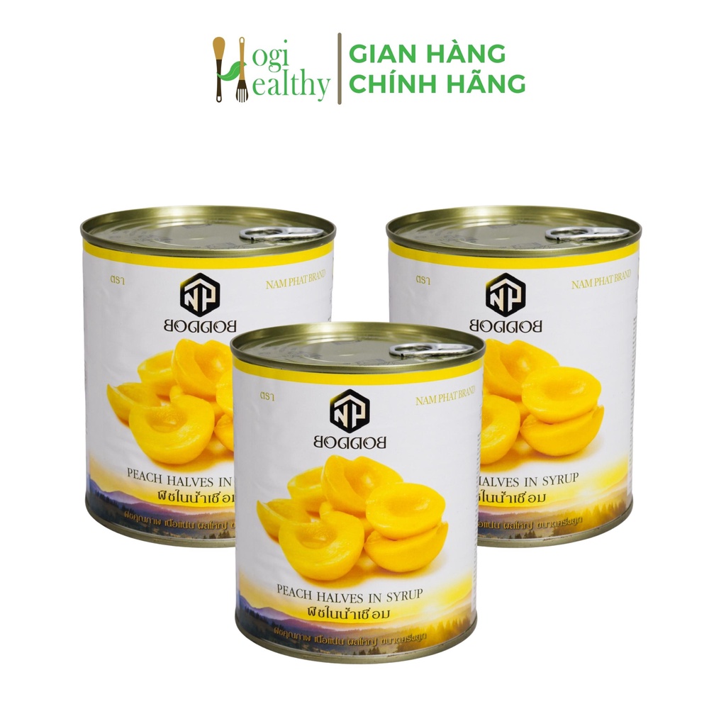 Đào ngâm/ Đào hộp Boddob Lon 820g - Siêu giòn