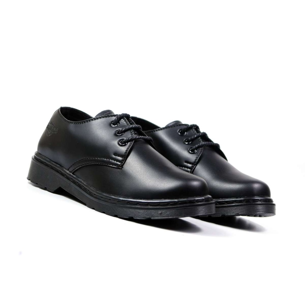 Giày da Dr 1461 All Black Lucas Shoes, kiểu dáng đốc trẻ trung đủ size cho nam nữ, da bóng, cao 3.5cm khâu đế