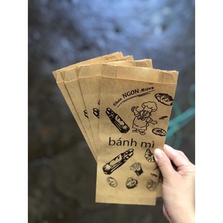 Túi đựng bánh mì in hình 13x25cm giấy kraff siêu đẹp + tiêu chuẩn an toàn