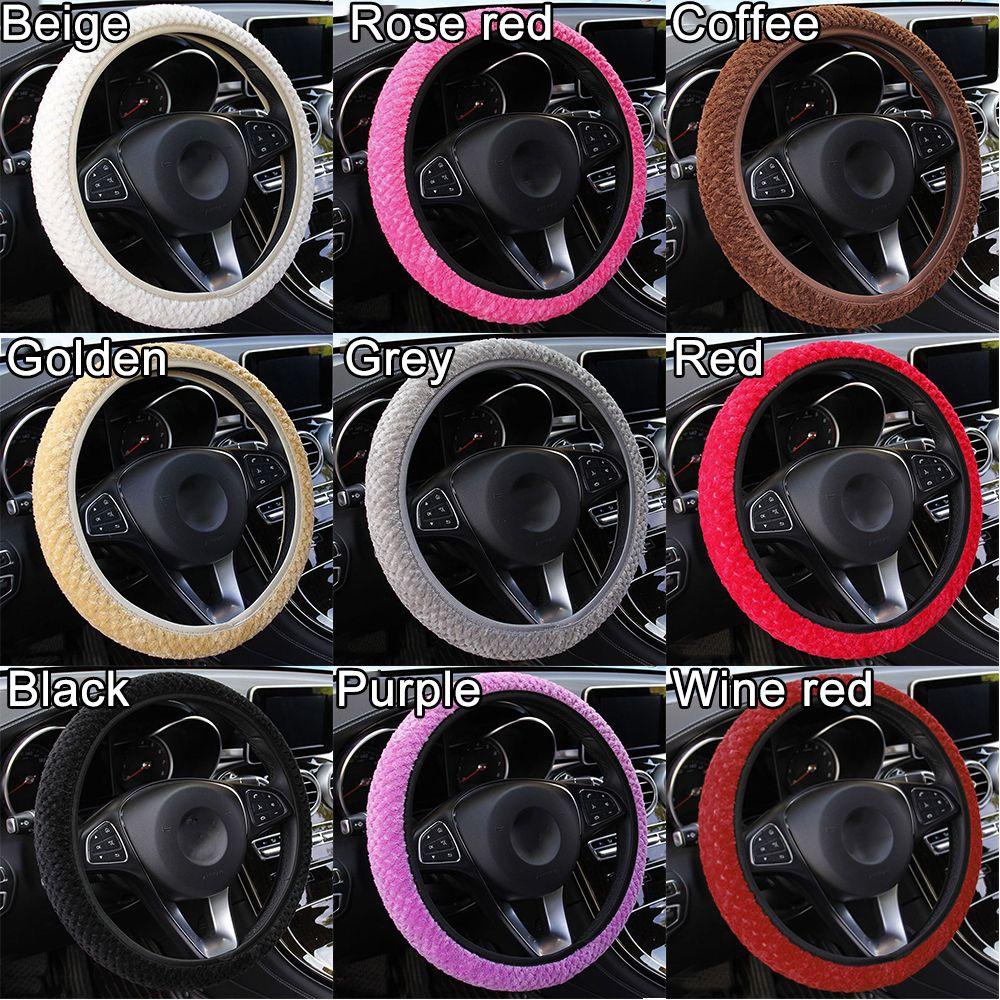 Vỏ Bọc Vô Lăng Phối Lông Giữ Ấm Mùa Đông Thông Dụng Cho Xe Hơi