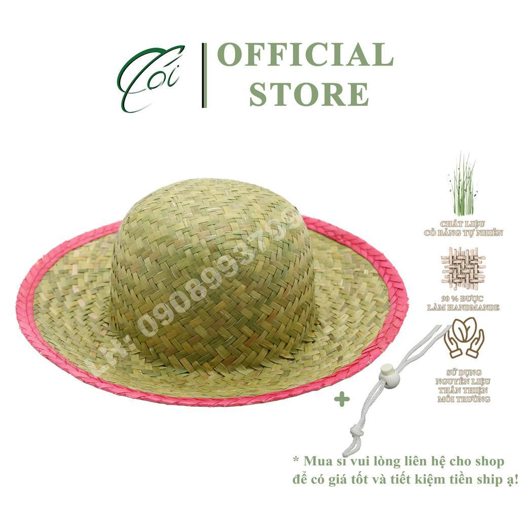 Nón Cói, Nói du lịch, Nón đi biển, Nón basic đầu tròn viền màu hồng dành cho trẻ từ Em từ 1 đến 6 tuổi đội đẹp