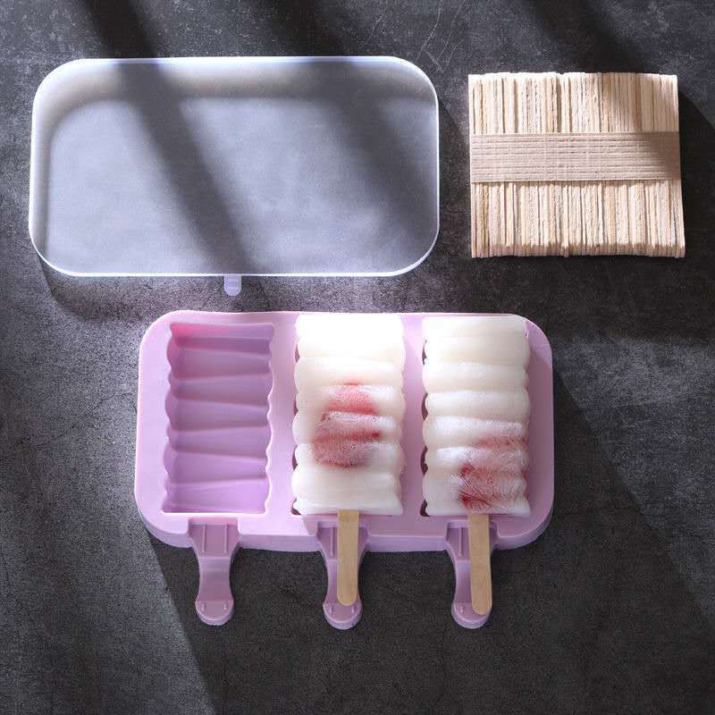 Khuôn làm kem silicon (nhiều mẫu) có nắp mỏng kèm 50 que gỗ hoặc 3 que nhựa