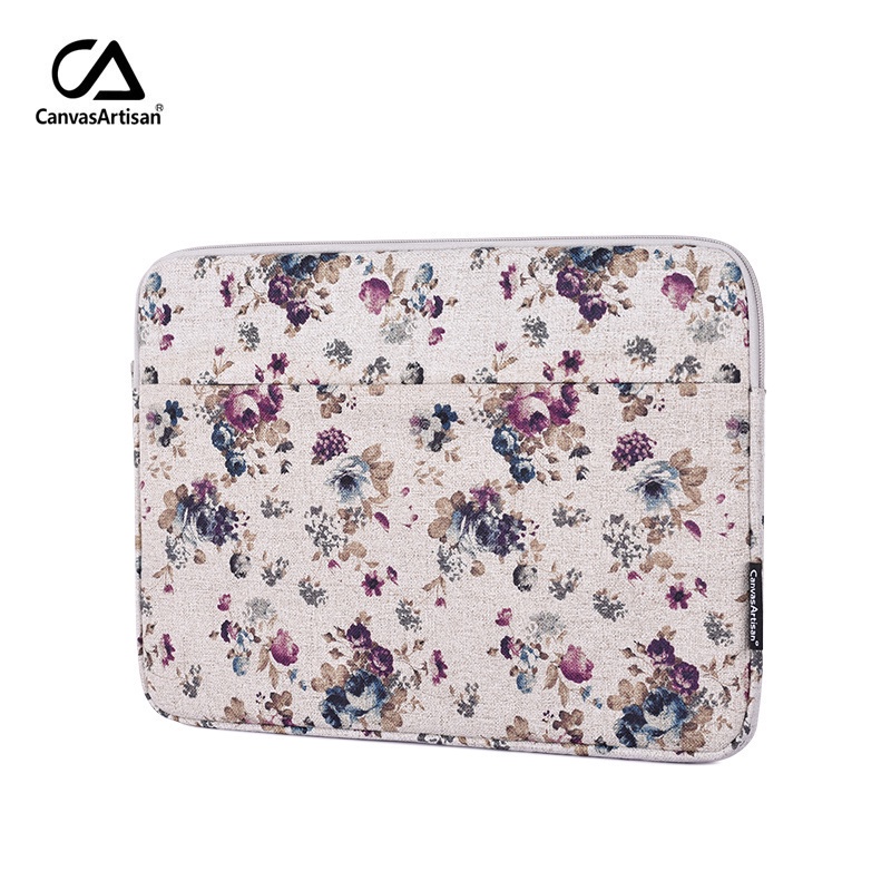 CanvasArtisan Túi đựng laptop bằng vải chống thấm nước họa tiết hoa cho Matebook M1 M2 Air Pro Acer Dell 11/12/13/14/15 inch
