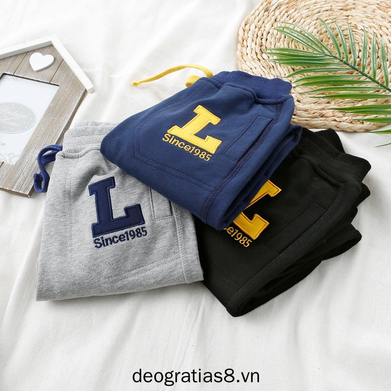 Quần thể thao bé trai các mẫu mùa xuân và mùa thu và các mẫu mùa đông cùng với nhung kiểu dáng phương tây, trẻ em lớn, quần trẻ em trẻ em, thun rời thông thường