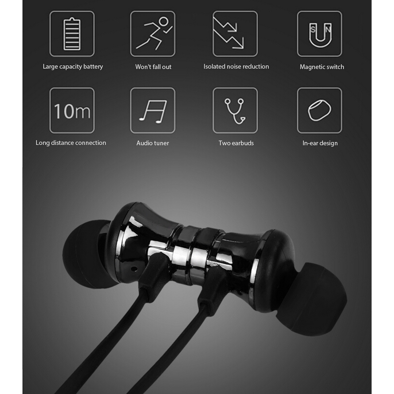 Tai nghe nhét tai nam châm có kết nối không dây bluetooth 4.2 và tích hợp micro tiện dụng | BigBuy360 - bigbuy360.vn