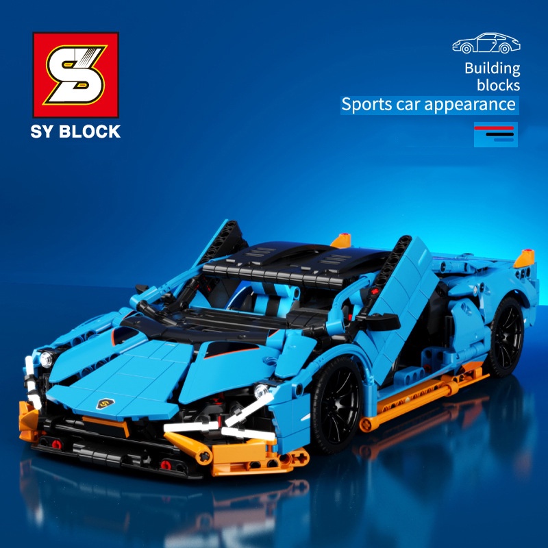 Đồ Chơi Lắp Ráp Kiểu LEGO TECHNIC Điều Khiển Từ Xa Xe Lamborghini Sian FKP 37 Blue Model SY8618 Với 1161 Mảnh Ghép