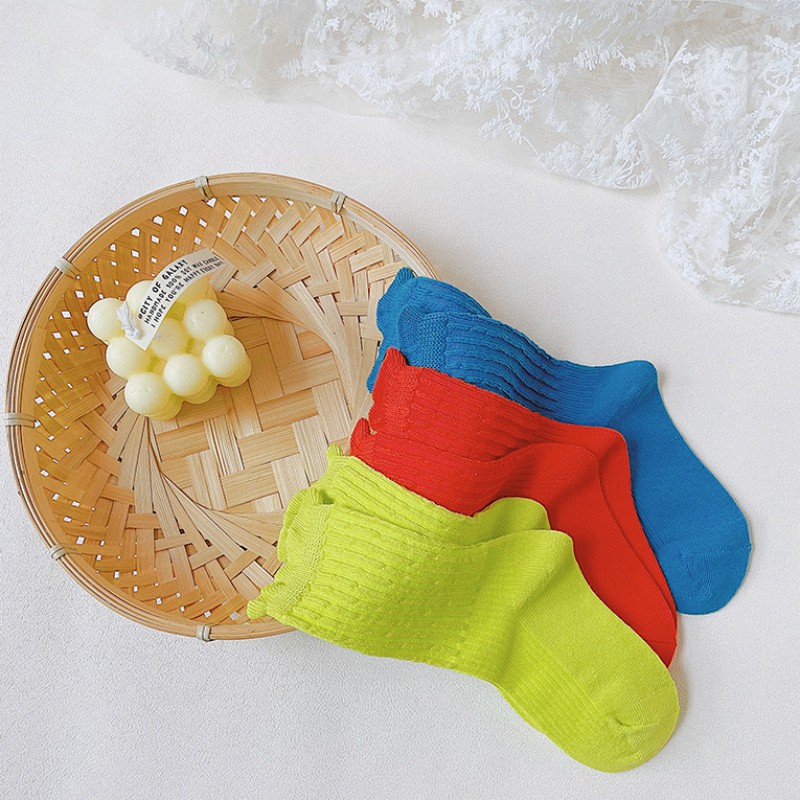Set 3 đôi vớ cotton phối ren phong cách Hàn Quốc dễ thương dành cho bé gái