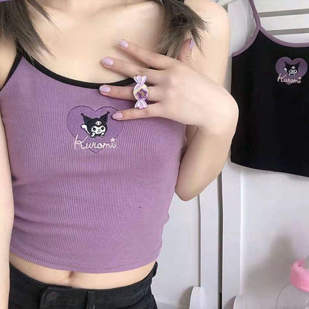 Mxgoods Kuromi Áo Croptop Hai Dây Kiểu Dáng Xinh Xắn Hợp Thời Trang Cho Nữ
