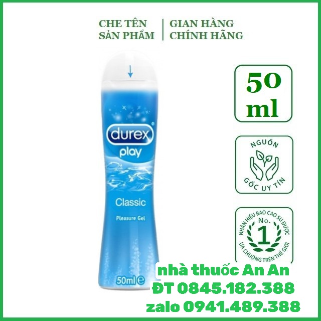 CHÍNH HÃNG - Gel bôi trơn tạo độ ẩm tự nhiên Durex Play Classic 50ml