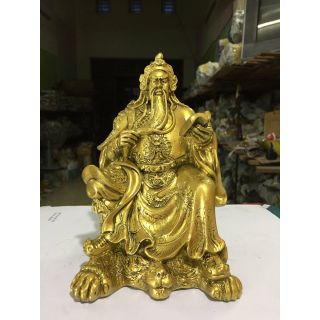 Tượng đá thờ cúng quan công đọc sách nhỏ màu đồng
