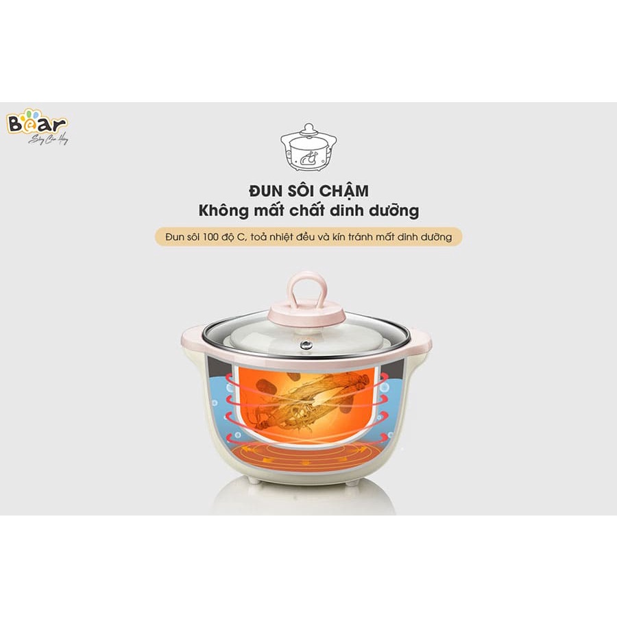 [Chính hãng] Nồi nấu chậm cực tiện lợi 0.8L 1.6L Bear  - Hàng Quốc Tế Mama Baby VN