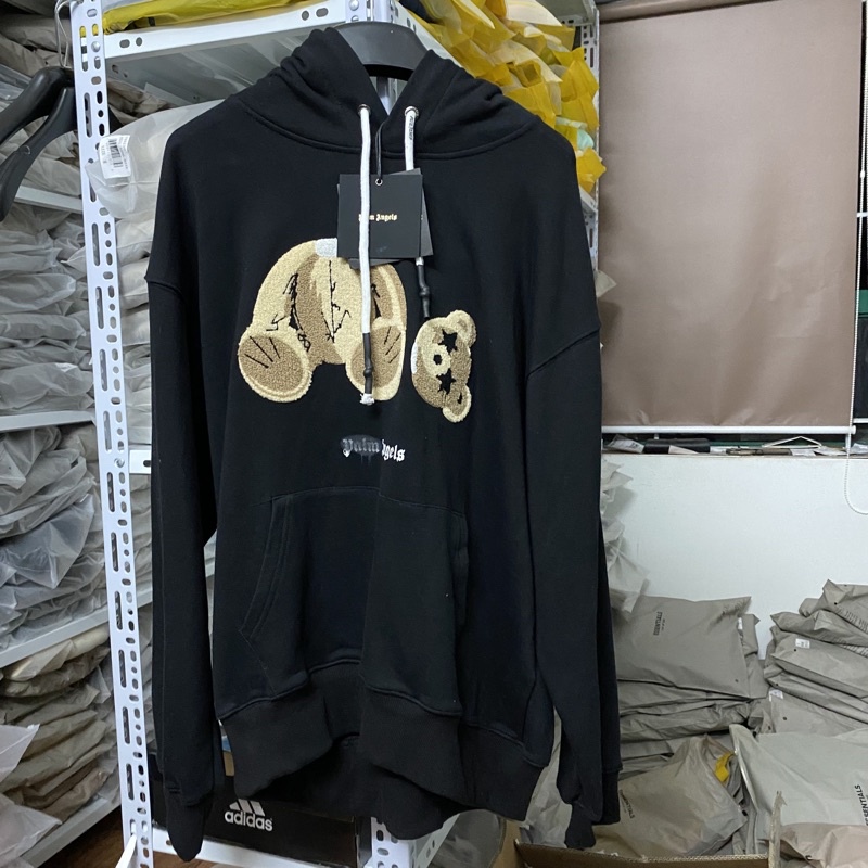 Áo hoodie Palm Angels PA Teddy Bear SS21 bản cao cấp, Áo khoác nỉ da cá PA unisex form rộng thêu hình họa tiết con gấu