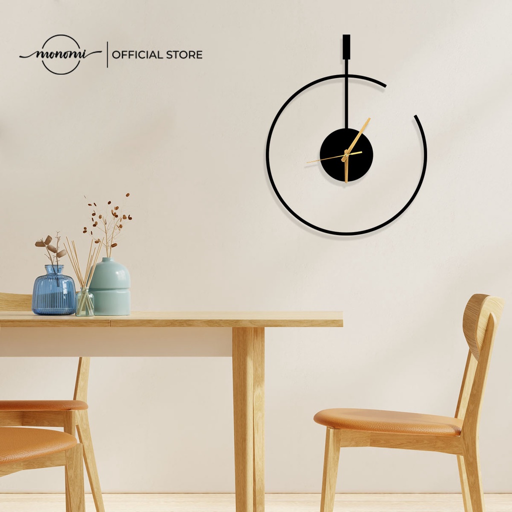 Đồng Hồ Treo Tường Oneline Trang Trí Decor Phòng Khách CNC Metal Wall Clock THE MONOMI - C004