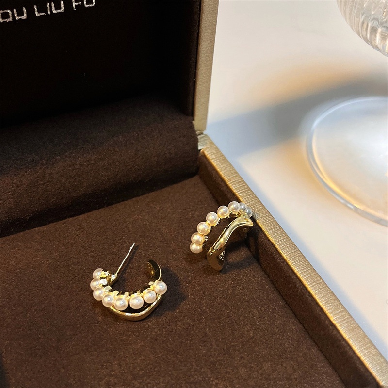 Khuyên Tai Mạ Bạc Đính Ngọc Trai Nhân Tạo Phong Cách Hàn Quốc Thời Trang Mới