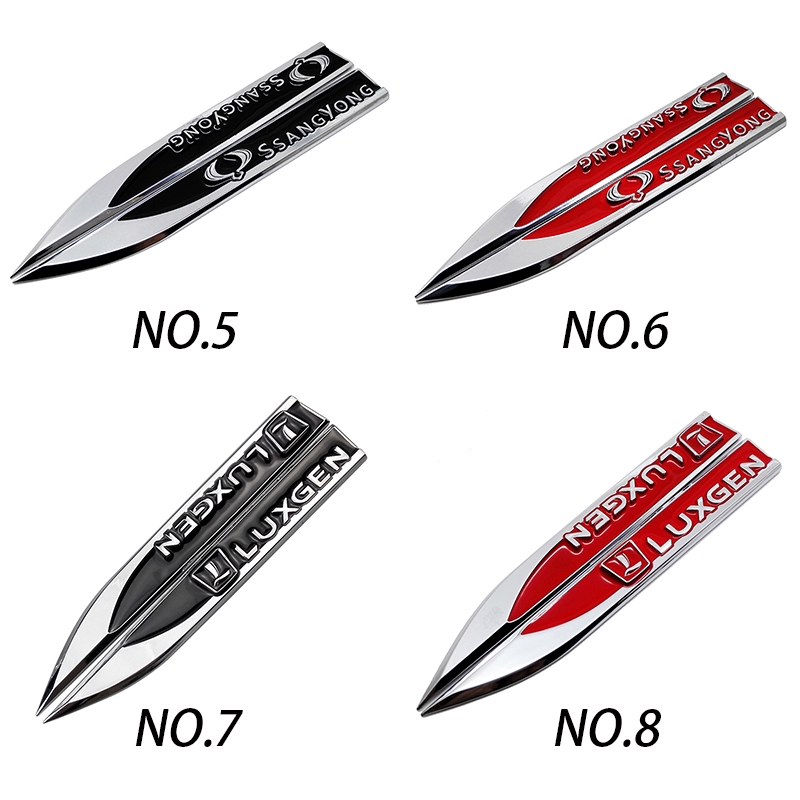 Set 2 miếng dán nhãn hiệu dán sườn cho xe hơi Daihatsu Alfa Romeo Acura SAAB Abarth Smart Luxgen Ssang Yong