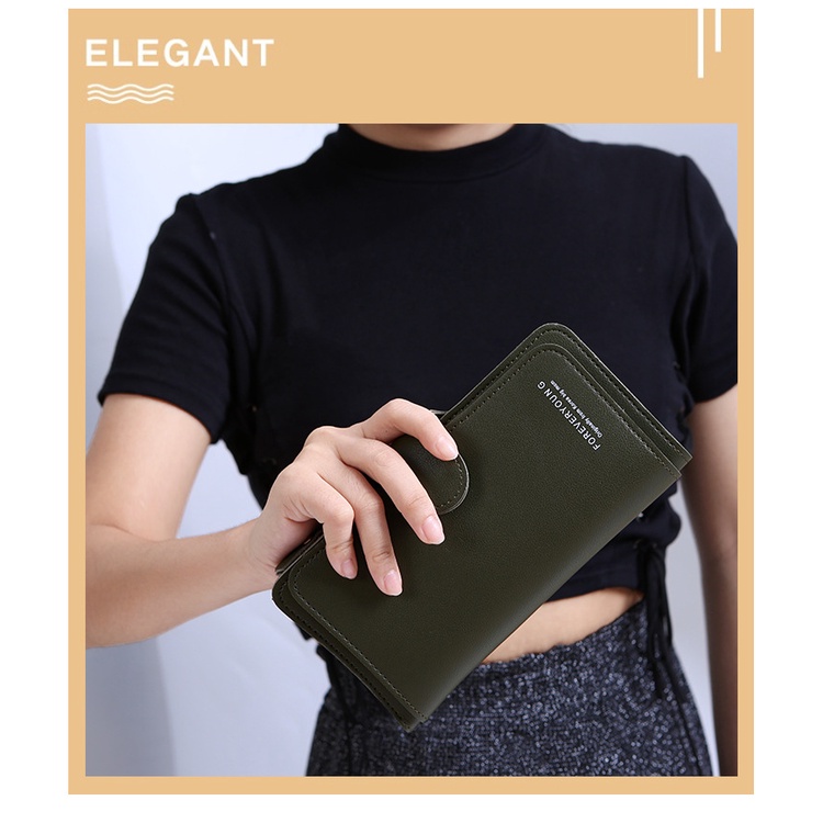 Ví Dài Cầm Tay Có Khóa Cài Mềm Mại Đựng Thẻ / Điện Thoại Cho Nữ