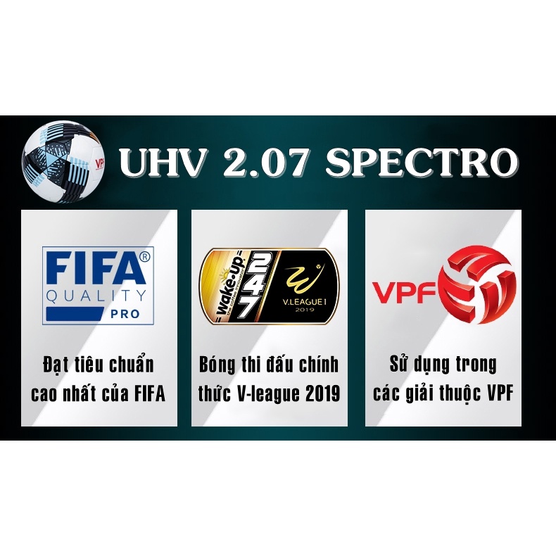 Quả Bóng Đá Động Lực Spectro UHV 2.07 Size Số 5 Thi Đấu V League 2019 Chính Hãng Tiêu Chuẩn Fifa Quality Pro