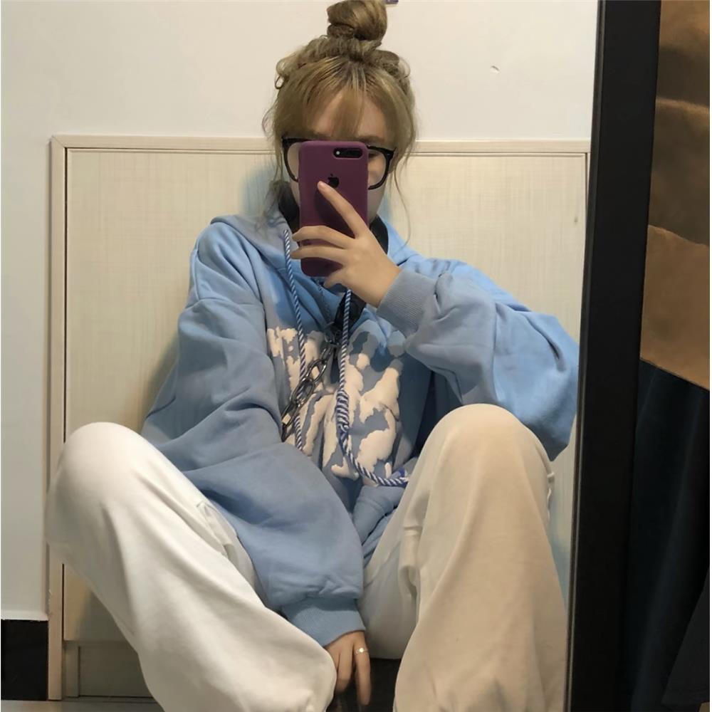 Áo Hoodie Form Rộng In Chữ Phong Cách Hàn Quốc Cho Nữ