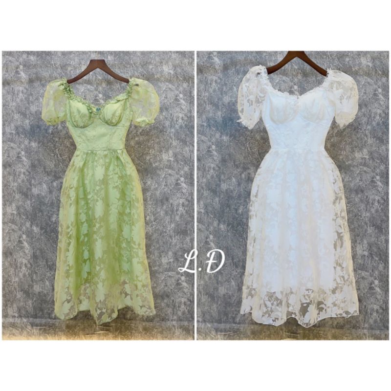 Váy ren xòe tay bồng