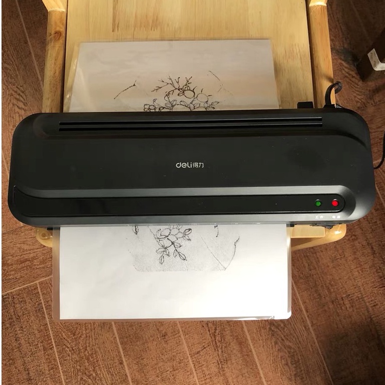 Máy ép nhiệt plastic Deli khổ A4 ép ảnh ép giấy tờ ép thẻ học flashcards, học liệu cho bé máy ép mini văn phòng gia đình